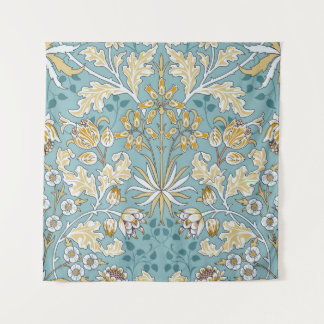 Vintage flowers, foliage seamless light blue patte tapestry