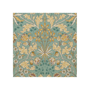 Vintage flowers, foliage seamless light blue patte wood wall art