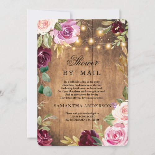 Vintage Flowers Frame With Lights Beauty Invitation