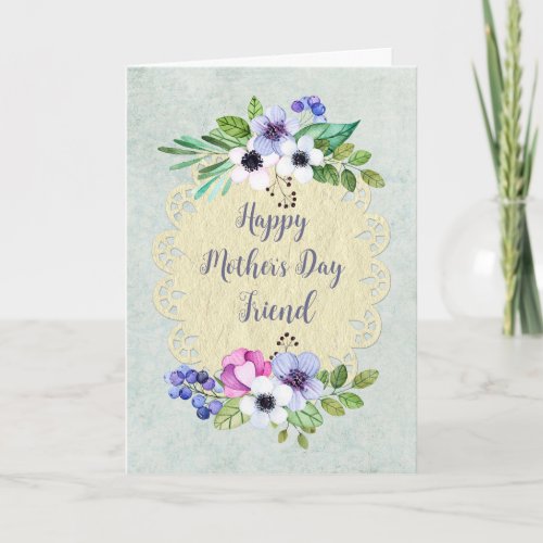 Vintage Flowers Friend Happy Mothers Day Card