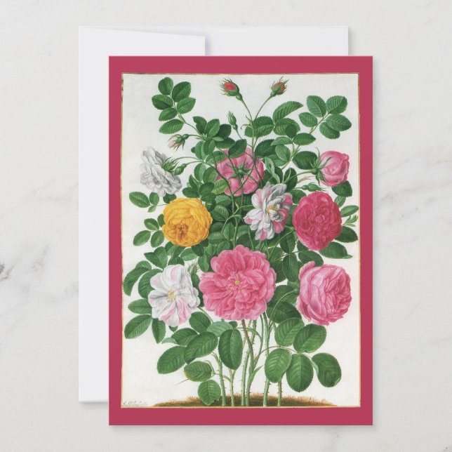 Vintage Flowers, Garden Roses Bridal Shower Party Invitation (Front)