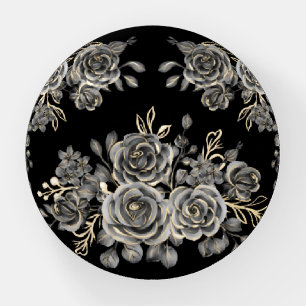 Vintage Flowers Gray Roses Paperweight