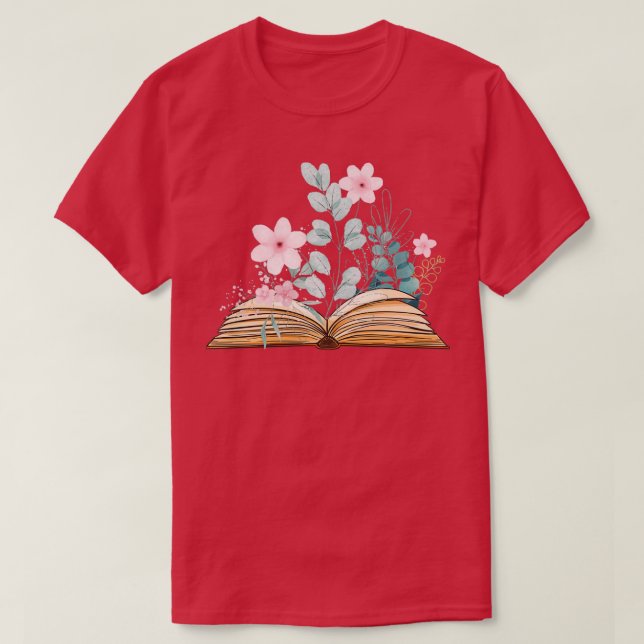 Vintage flowers growing from book T-Shirt (Design Front)