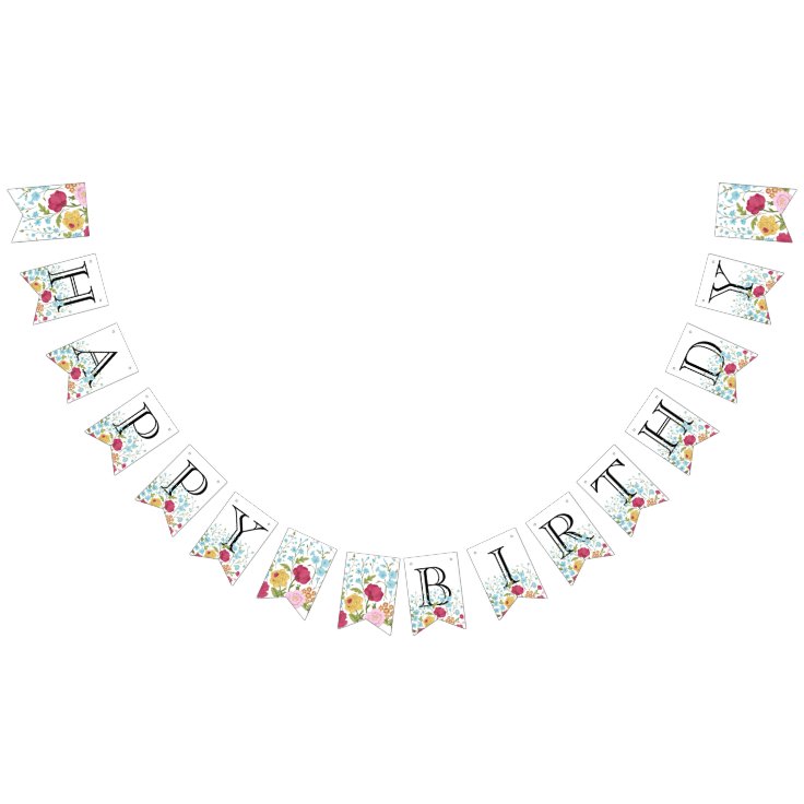 Vintage Flowers happy Birthday Banner Zazzle
