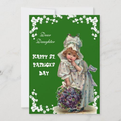 Vintage Flowers Happy St Patricks Day Daughter Fun Holiday Card
