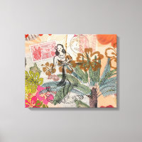 Vintage Flowers Hula Colorful Hawaiian Tropical