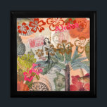 Vintage Flowers Hula Colorful Hawaiian Tropical  Gift Box<br><div class="desc">This vintage tropical hula flower design is based on the colorful artwork from Hawaii. There's a retro hula girl,  palm trees,  tropical hibiscus flowers,  Hawaiian fish,  shells,  and a pineapple.</div>