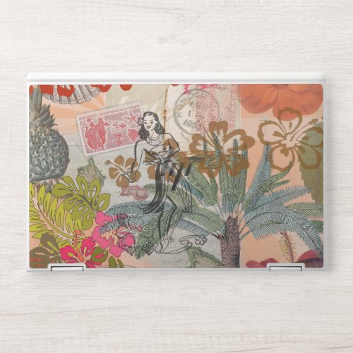 Vintage Flowers Hula Colorful Hawaiian Tropical HP Laptop Skin