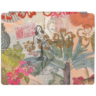 Vintage Flowers Hula Colorful Hawaiian Tropical iPad Smart Cover