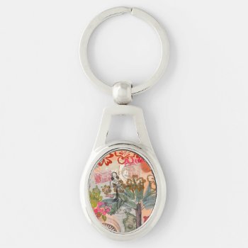 Vintage Flowers Hula Colorful Hawaiian Tropical Keychain by antiqueart at Zazzle