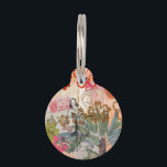 Vintage Flowers Hula Colorful Hawaiian Tropical  Pet ID Tag<br><div class="desc">This vintage tropical hula flower design is based on the colorful artwork from Hawaii. There's a retro hula girl,  palm trees,  tropical hibiscus flowers,  Hawaiian fish,  shells,  and a pineapple.</div>