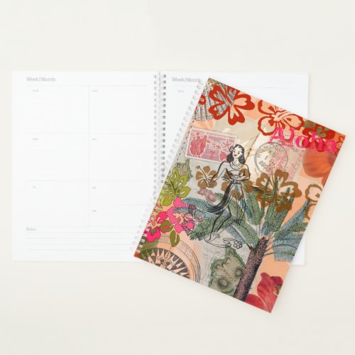 Vintage Flowers Hula Colorful Hawaiian Tropical Planner