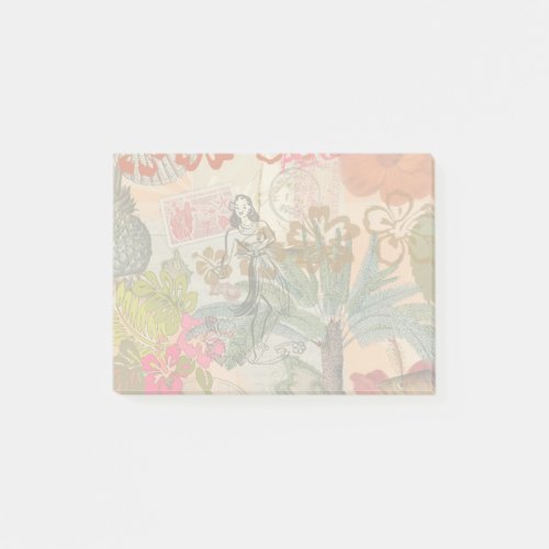 Vintage Flowers Hula Colorful Hawaiian Tropical Post_it Notes