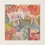 Vintage Flowers Hula Colorful Hawaiian Tropical  Scarf<br><div class="desc">This vintage tropical hula flower design is based on the colorful artwork from Hawaii. There's a retro hula girl,  palm trees,  tropical hibiscus flowers,  Hawaiian fish,  shells,  and a pineapple.</div>