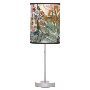 Vintage Flowers Hula Colorful Hawaiian Tropical Table Lamp