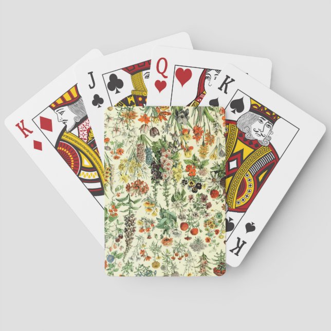 Vintage Flowers Illustration Art Poker Cards (Back)