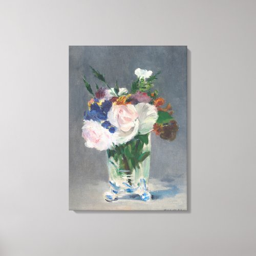 Vintage Flowers in a Crystal Vase by Edouard Manet Canvas Print