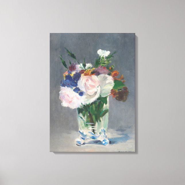 Vintage Flowers in a Crystal Vase by Edouard Manet Canvas Print (Front)
