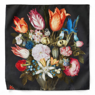Vintage Flowers in a Glass by  Ambrosius Bosschaer Bandana