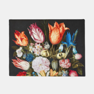 Vintage Flowers in a Glass by Ambrosius Bosschaer Doormat
