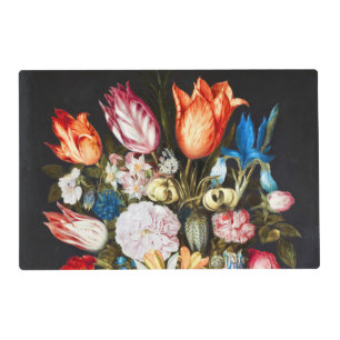 Vintage Flowers in a Glass by  Ambrosius Bosschaer Placemat