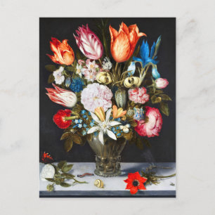 Vintage Flowers in a Glass by Ambrosius Bosschaer Postcard