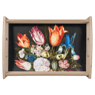 Vintage Flowers in a Glass by Ambrosius Bosschaer Serving Tray