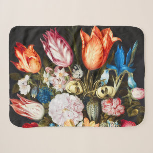 Vintage Flowers in a Glass by  Ambrosius Bosschaer Sherpa Blanket