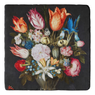 Vintage Flowers in a Glass by Ambrosius Bosschaer Trivet