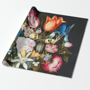 Vintage Flowers in a Glass by  Ambrosius Bosschaer Wrapping Paper