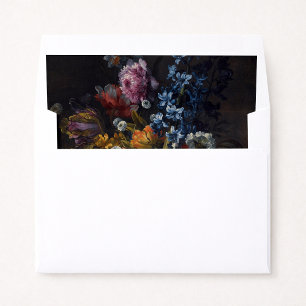 Vintage, flowers in a glass vase, wedding envelope liner