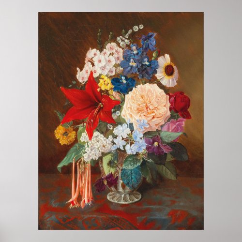 Vintage Flowers in a Porcelain Vase Poster