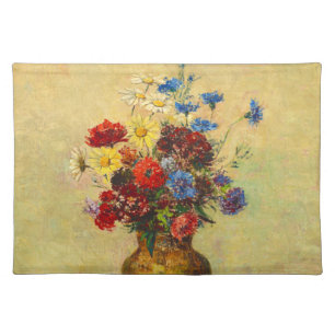 Vintage Flowers in a Vase (1910) by Odilon Redon Cloth Placemat