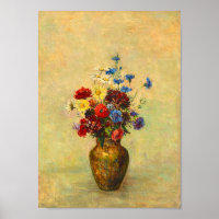 Vintage Flowers in a Vase (1910) by Odilon Redon