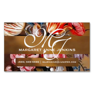 Vintage Flowers in a Vase Monogrammed Magnet