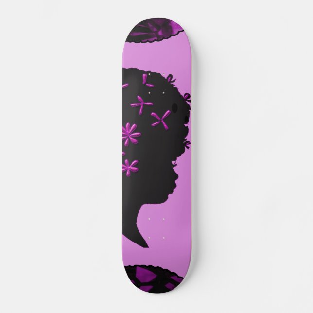 Vintage Flowers In Afro Skateboard Deck (Front)