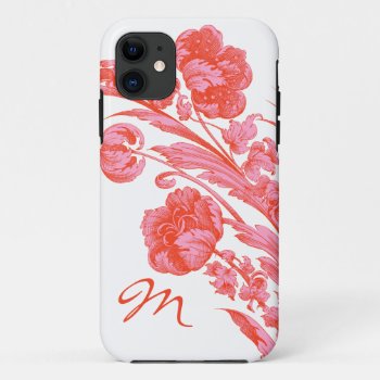 Vintage Flowers In Bold Colors  Orange And Pink Iphone 11 Case by JoyMerrymanStore at Zazzle