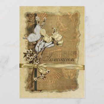 Vintage Flowers Invitation by RainbowCards at Zazzle