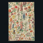 Vintage Flowers Kitchen Towel<br><div class="desc">Vintage Flowers by Adolphe Millot. 
Please visit my store for more interesting design and more color choice => zazzle.com/colorfulworld*</div>
