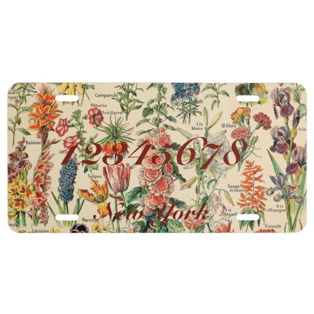 Vintage Flowers License Plate (Front)