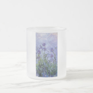 vintage flowers lilac-irises-1917 monet. frosted glass coffee mug