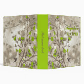 Vintage flowers lime green, taupe floral recipe 3 ring binder (Background)