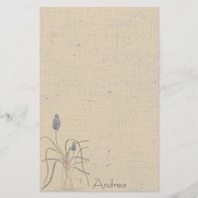 Vintage Flowers Linen Stationery (Front)