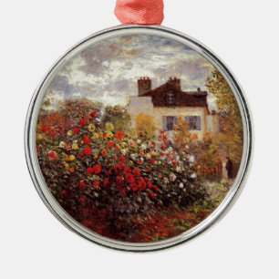 vintage flowers monet-s-garden-in-argenteuil-sun metal ornament