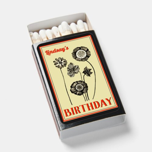 Vintage flowers Name to customize Floral Birthday Matchboxes
