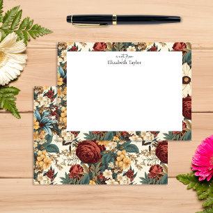 Vintage Flowers of Rose, Tulip, Lilies and Daisies Note Card