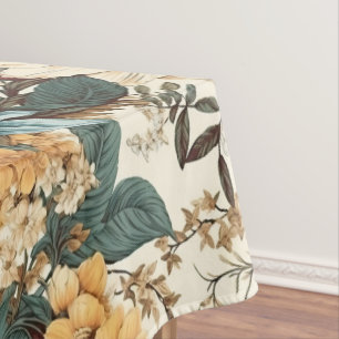 Vintage Flowers of Rose, Tulip, Lilies and Daisies Tablecloth