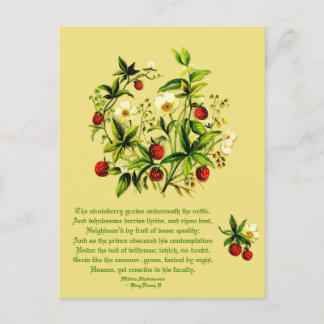 Vintage Flowers of Shakespeare Strawberries Postca Postcard