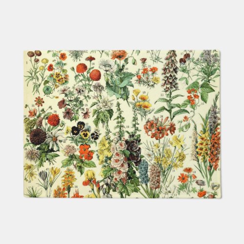 Vintage Flowers Old Illustration Art Doormat