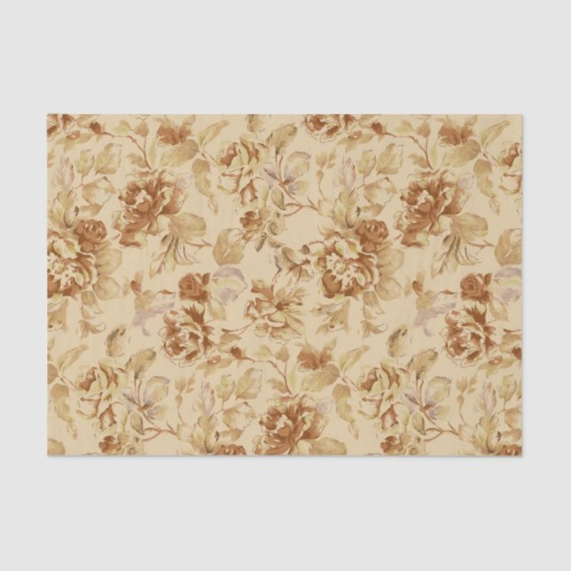 Vintage Flowers Old Paper Pattern Burnt Parchment (Front)